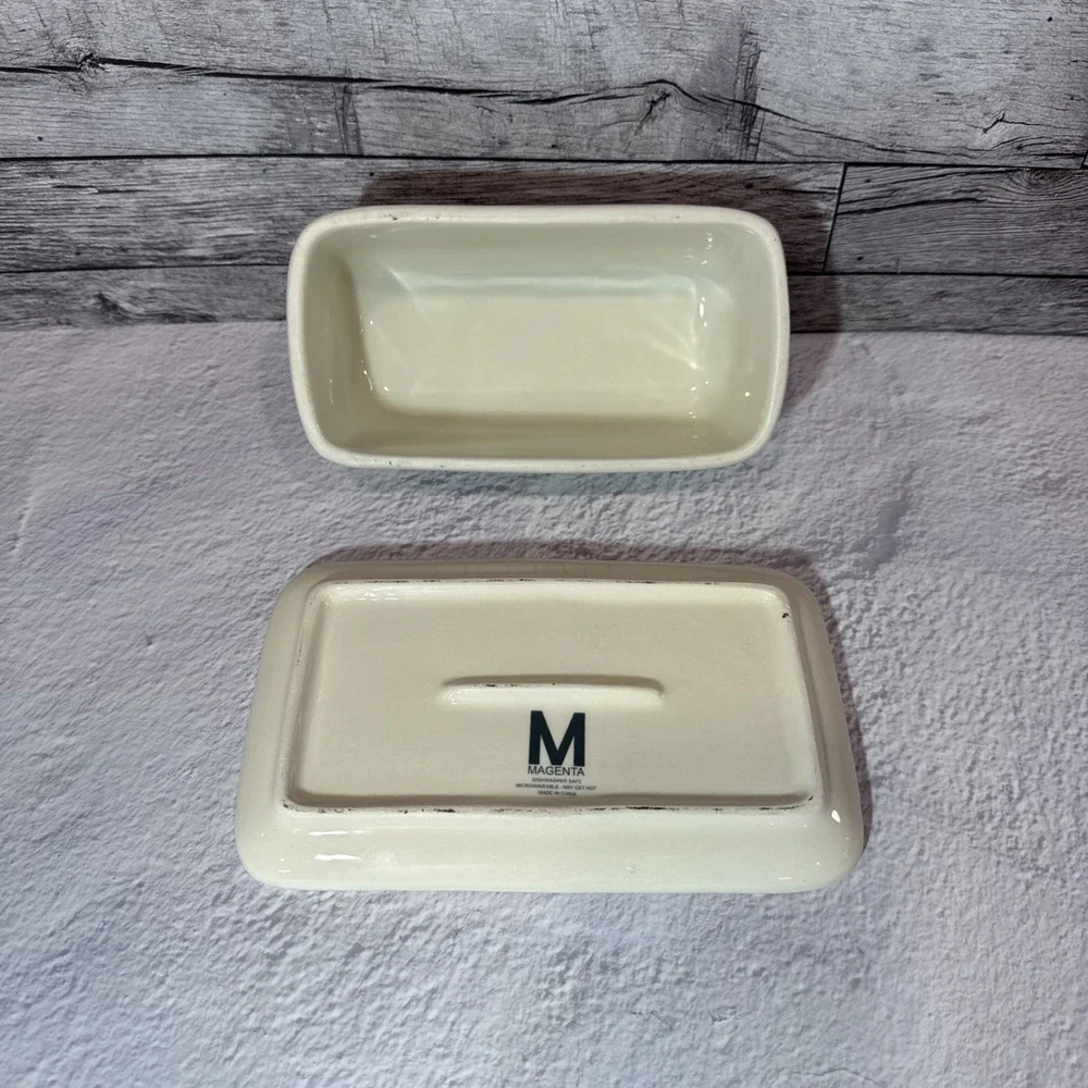 Rae Dunn by Magenta Artisan Collection SPREAD Ceramic‎ Covered Butter Dish